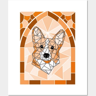 Stained Glass Fawn Corgi Posters and Art